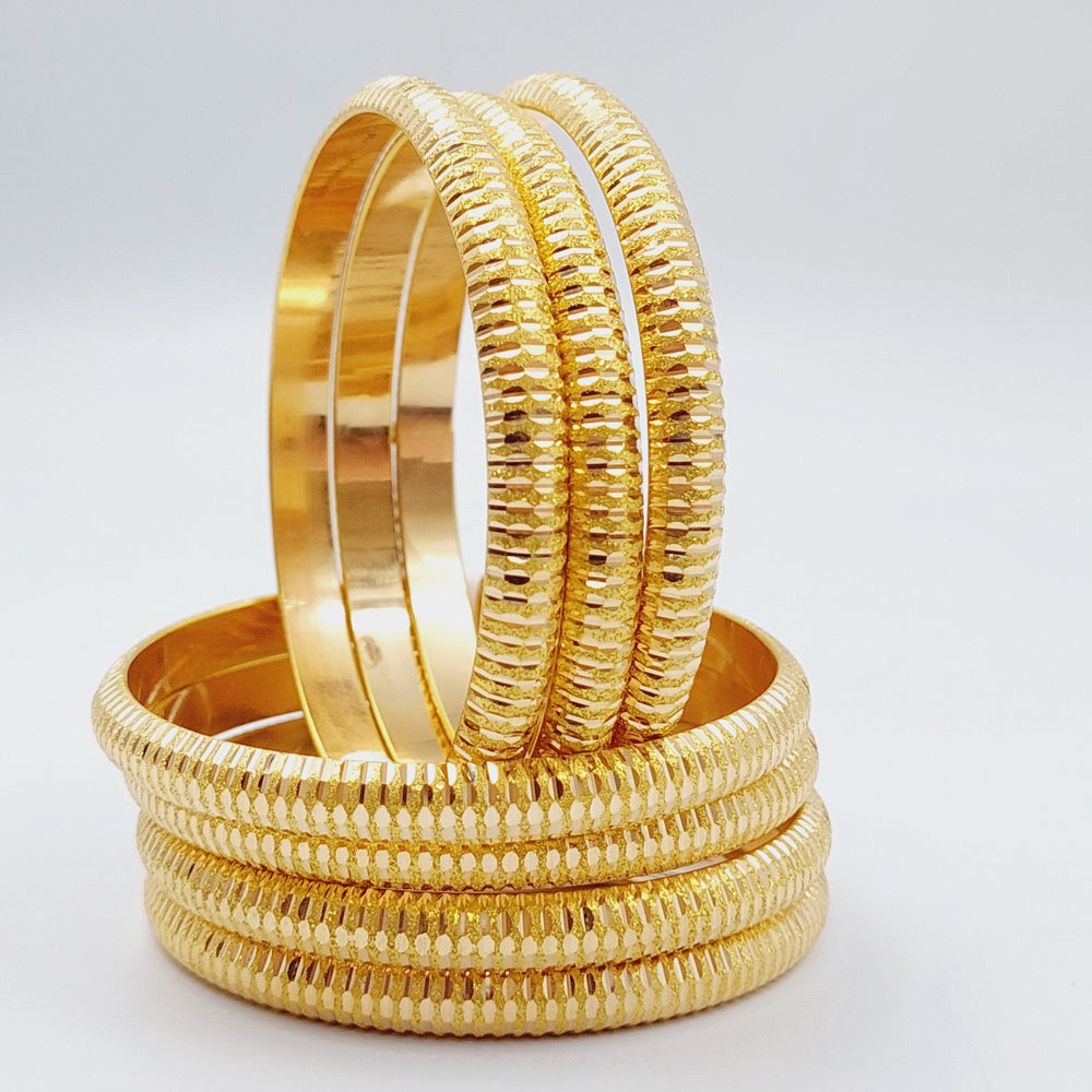 21K Bold Laser Bangle Made of 21K Yellow Gold by Saeed Jewelry-22690