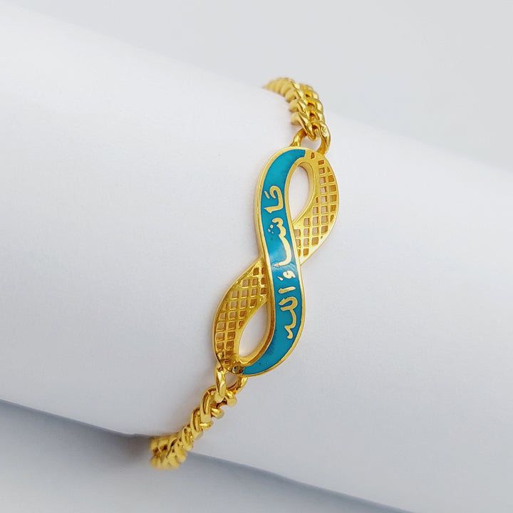 21K Bracelet, God willing, Enamel Made of 21K Yellow Gold by Saeed Jewelry-25719