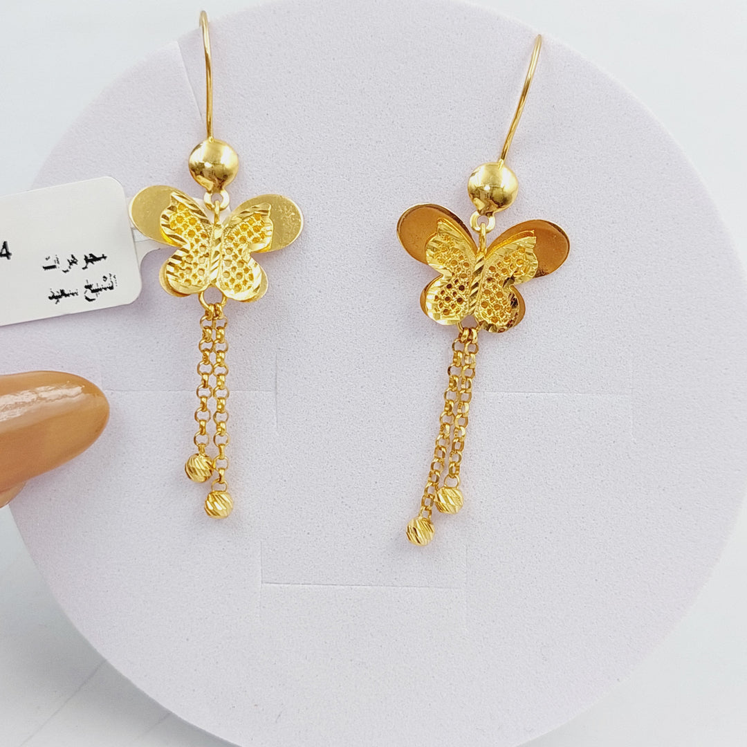 21K Butterfly Earrings Made of 21K Yellow Gold by Saeed Jewelry-25056