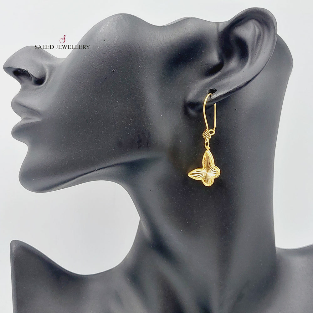 21K Butterfly Earrings Made of 21K Yellow Gold by Saeed Jewelry-26946