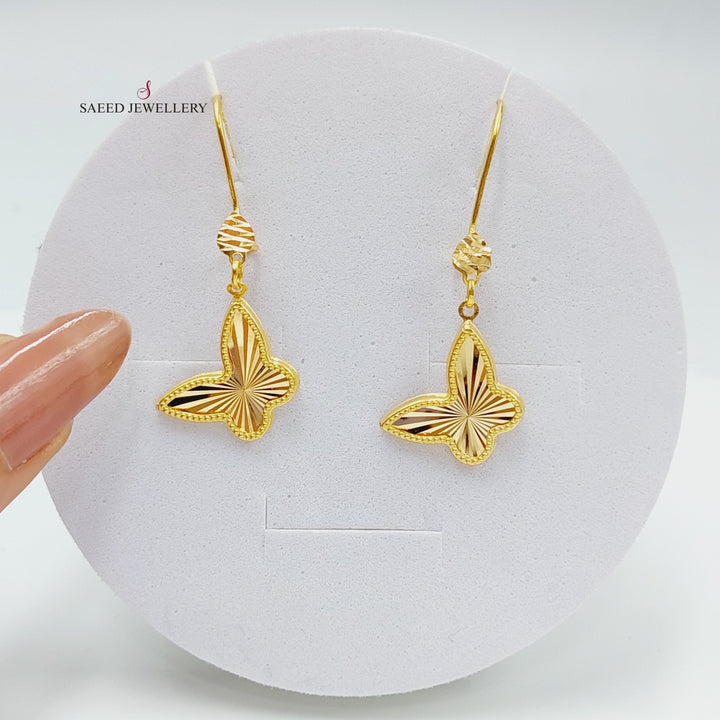 21K Butterfly Earrings Made of 21K Yellow Gold by Saeed Jewelry-26946