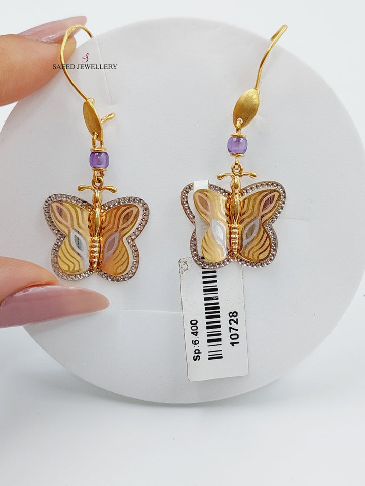 21K Gold Butterfly Earrings by Saeed Jewelry - Image 1