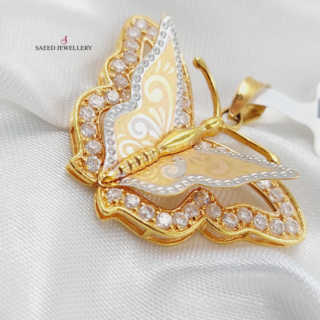 21K Butterfly Pendant Made of 21K Yellow Gold by Saeed Jewelry-21757