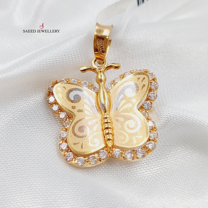 21K Butterfly Pendant Made of 21K Yellow Gold by Saeed Jewelry-21758