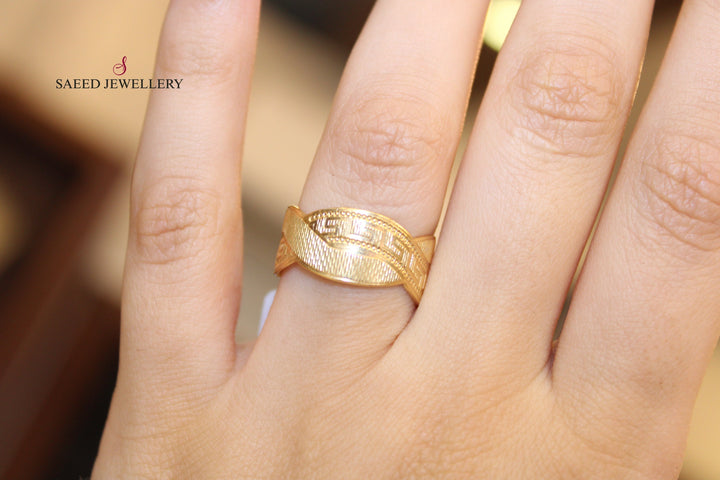 21K CNC Wedding Ring Made of 21K Yellow Gold by Saeed Jewelry-ذبلة-سي-ان-سي-فرزاتشي