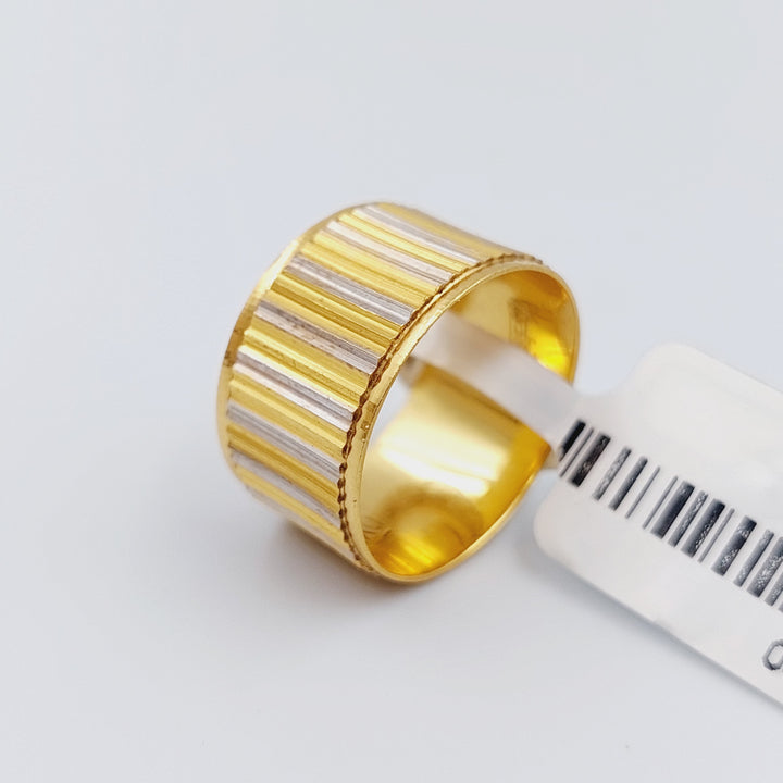 21K CNC Wedding Ring Made of 21K Yellow Gold by Saeed Jewelry-ذبلة-سي-ان-سي-مخطط-1