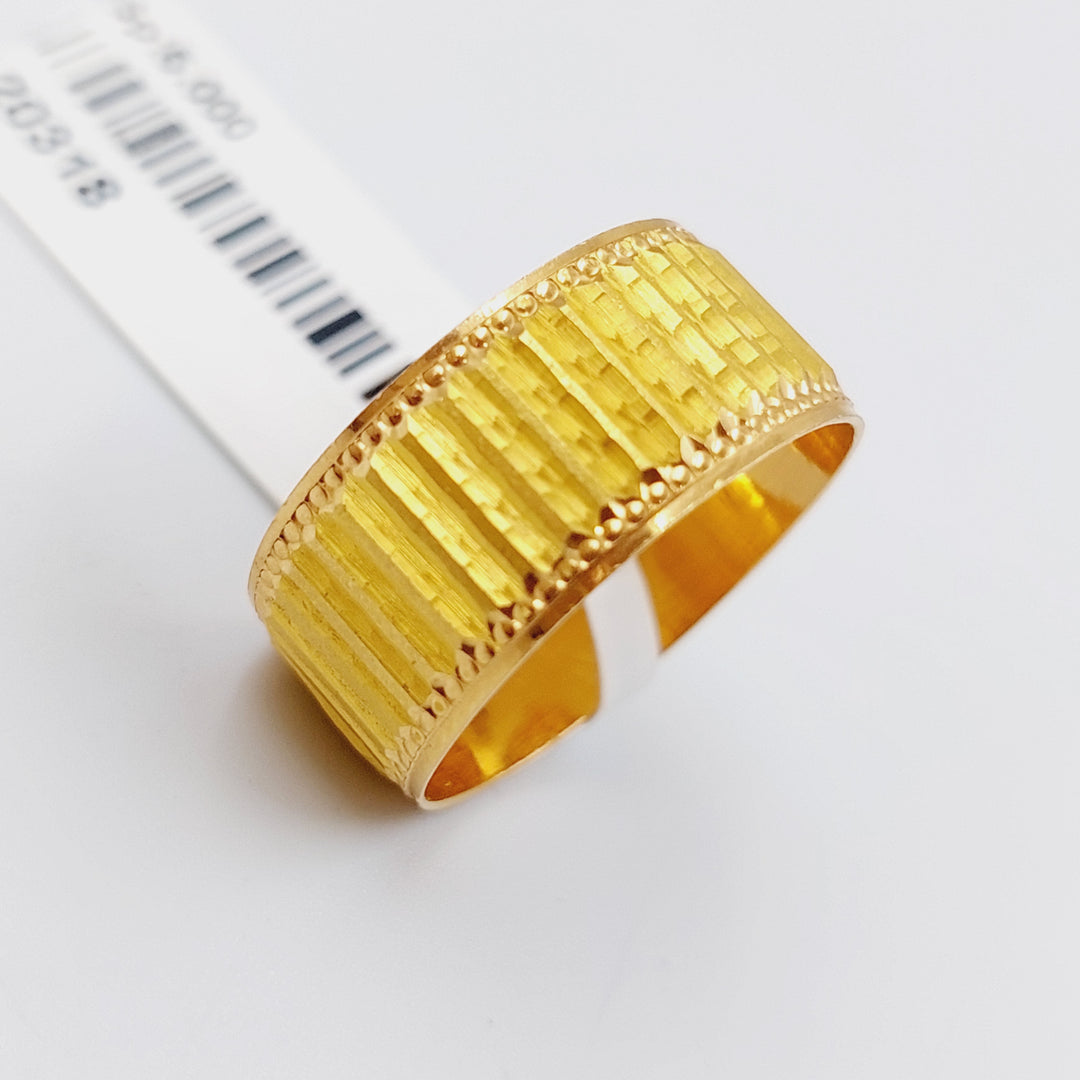 21K CNC Wedding Ring Made of 21K Yellow Gold by Saeed Jewelry-ذبلة-سي-ان-سي-سادة