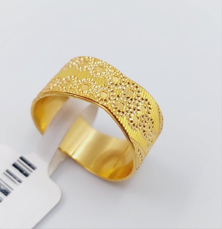 21K CNC Wedding Ring Made of 21K Yellow Gold by Saeed Jewelry-ذبلة-سي-ان-سي