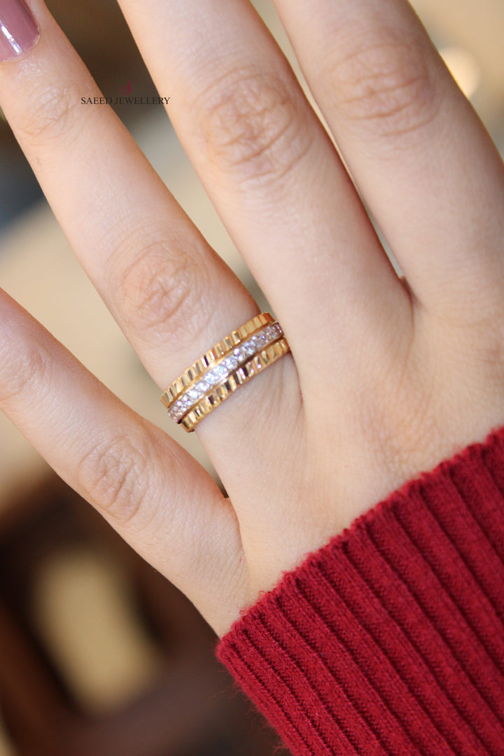 21K CNC Wedding Ring Made of 21K Yellow Gold by Saeed Jewelry-ذبله-cnc-محجر