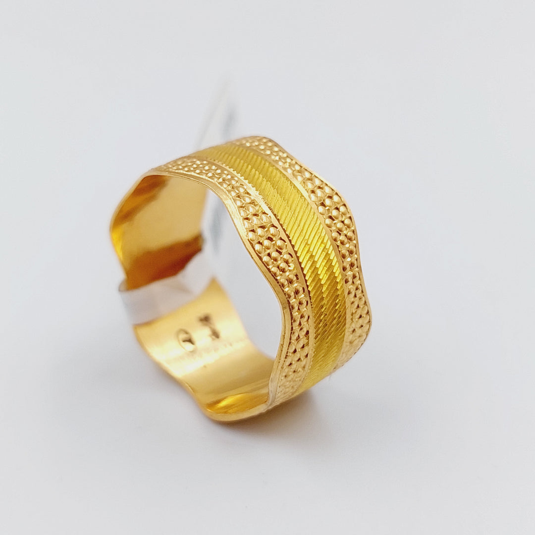 21K CNC Wedding Ring Made of 21K Yellow Gold by Saeed Jewelry-ذبله-سي-ان-سي-موج