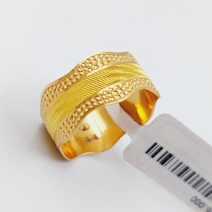 21K CNC Wedding Ring Made of 21K Yellow Gold by Saeed Jewelry-ذبله-سي-ان-سي-موج