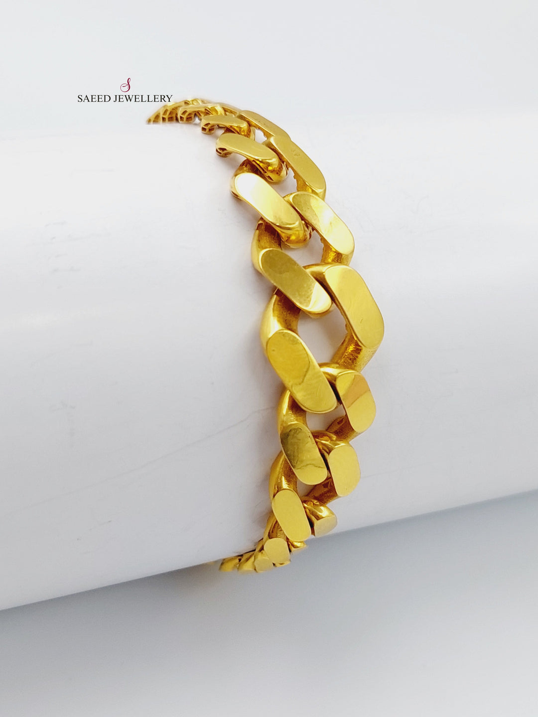 21K Chain Bracelet Made of 21K Yellow Gold by Saeed Jewelry-اسوارة-جنزير-مستورد