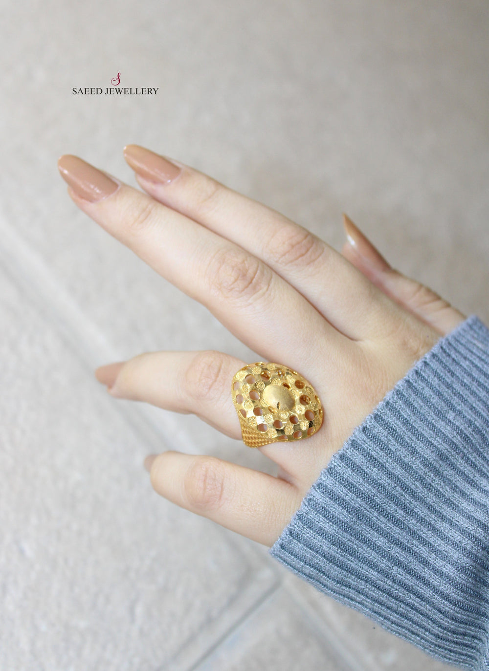 21K Classic Ring Made of 21K Yellow Gold by Saeed Jewelry-خاتم-محلي-17