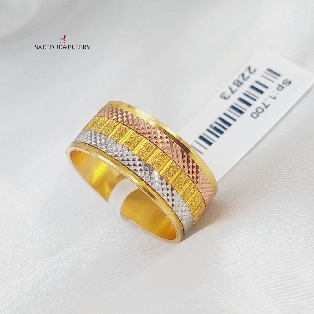 21K Colored CNC  Wedding Ring Made of 21K Yellow Gold by Saeed Jewelry-22872