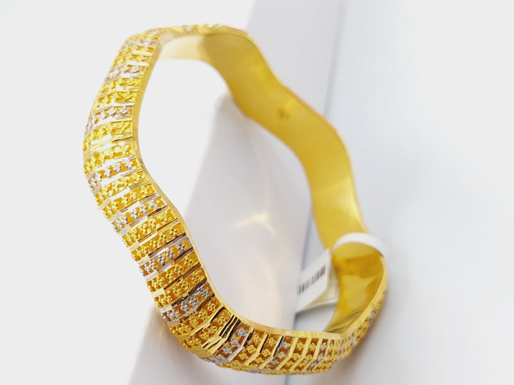 21K Colored Kuwaiti Bangle Made of 21K Yellow Gold by Saeed Jewelry-اسوار-سحب-كويتي-ملون-مقاس-صغير18