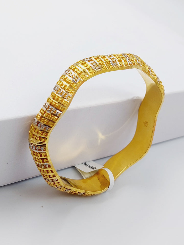 21K Colored Kuwaiti Bangle Made of 21K Yellow Gold by Saeed Jewelry-اسوار-سحب-كويتي-ملون-مقاس-صغير18