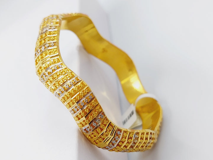 21K Colored Kuwaiti Bangle Made of 21K Yellow Gold by Saeed Jewelry-اسوار-سحب-كويتي-ملون-مقاس-صغير18