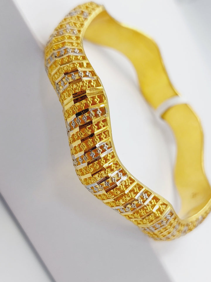 21K Colored Kuwaiti Bangle Made of 21K Yellow Gold by Saeed Jewelry-اسوار-سحب-كويتي-ملون-مقاس-صغير18