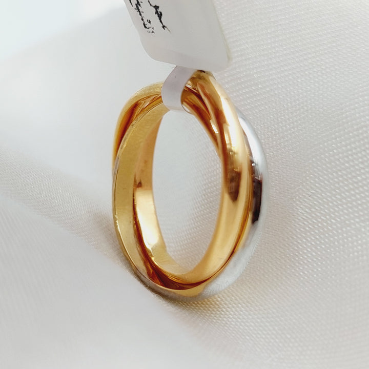 21K Colored Wedding Ring Made of 21K Yellow Gold by Saeed Jewelry-ذبله-ثلاثة-اللوان-مميزه