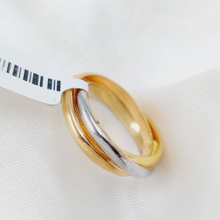 21K Colored Wedding Ring Made of 21K Yellow Gold by Saeed Jewelry-ذبله-ثلاثة-اللوان-مميزه