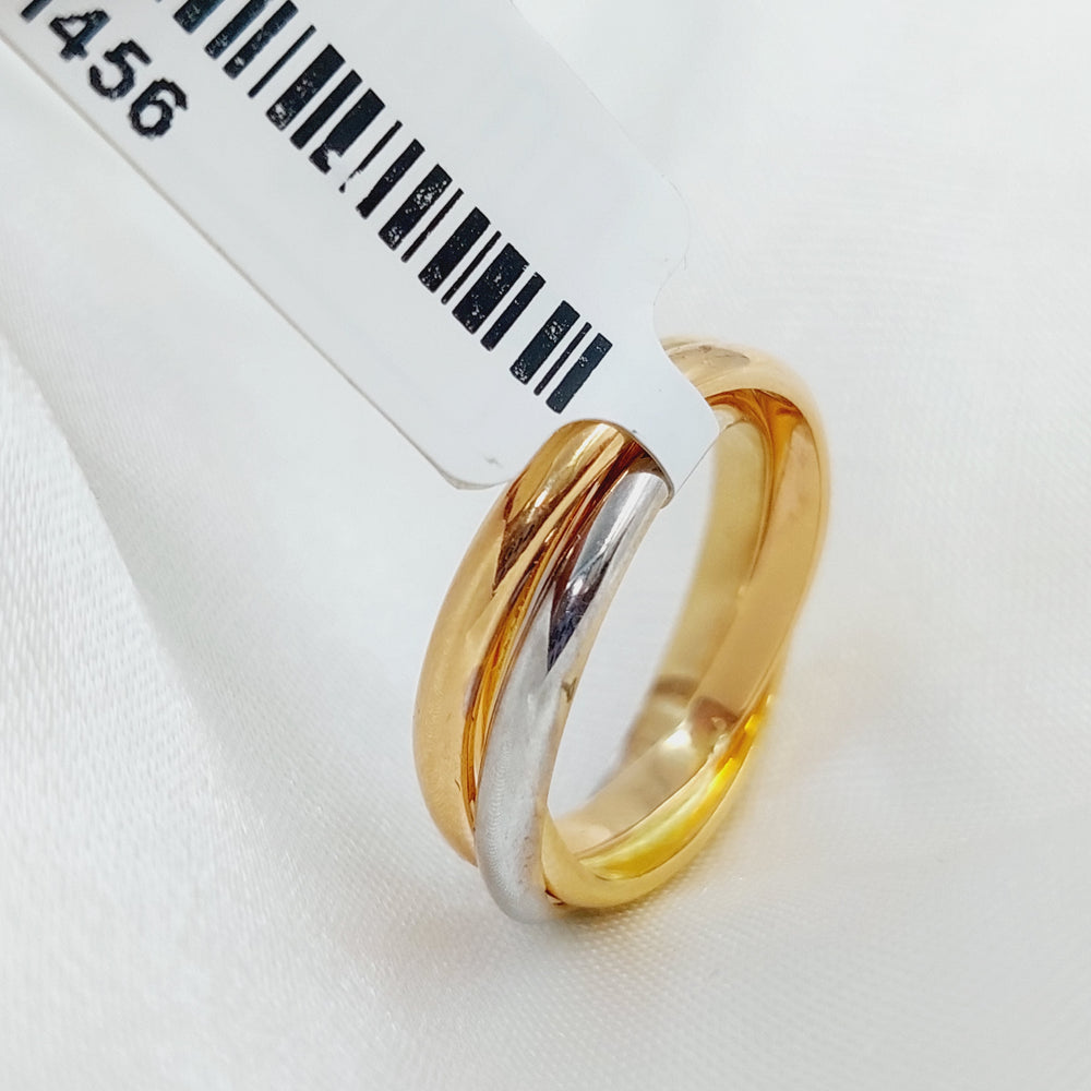 21K Colored Wedding Ring Made of 21K Yellow Gold by Saeed Jewelry-ذبله-ثلاثة-اللوان-مميزه