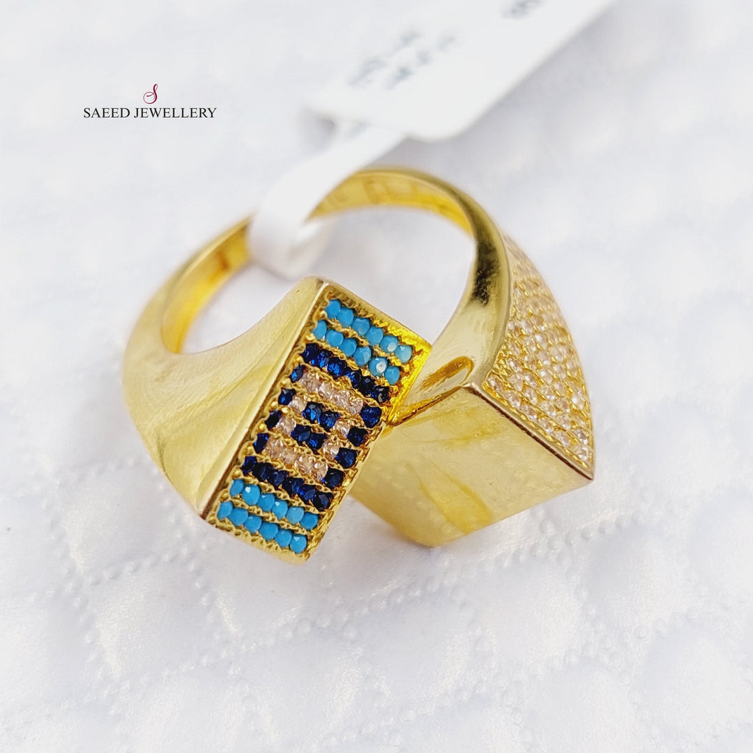 21K Gold Colorful Fancy Ring by Saeed Jewelry - Image 3