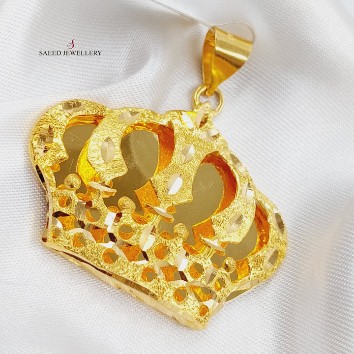 21K Gold Crown Pendant by Saeed Jewelry - Image 1