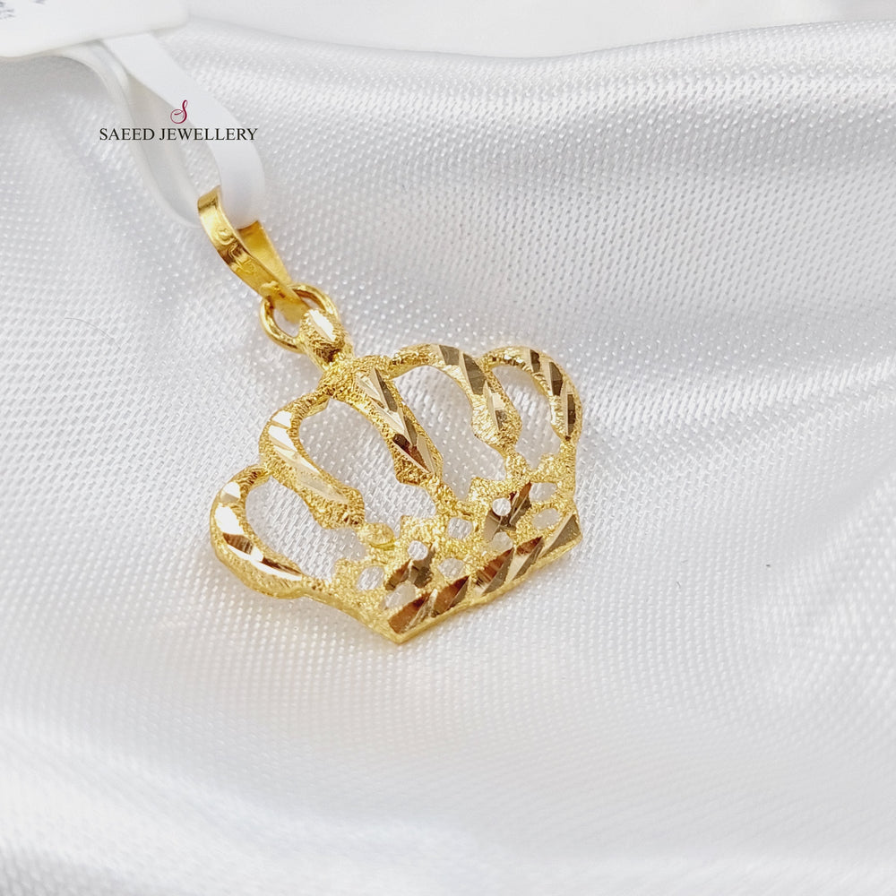 21K Crown Pendant Made of 21K Yellow Gold by Saeed Jewelry-تعليقه-التاج