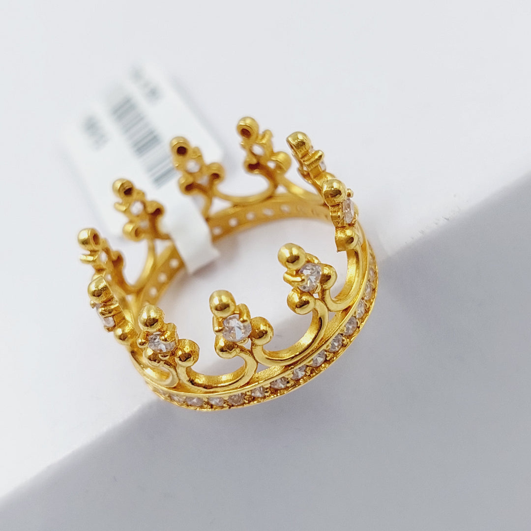 21K Crown Wedding Ring Made of 21K Yellow Gold by Saeed Jewelry-ذبلة-التاج