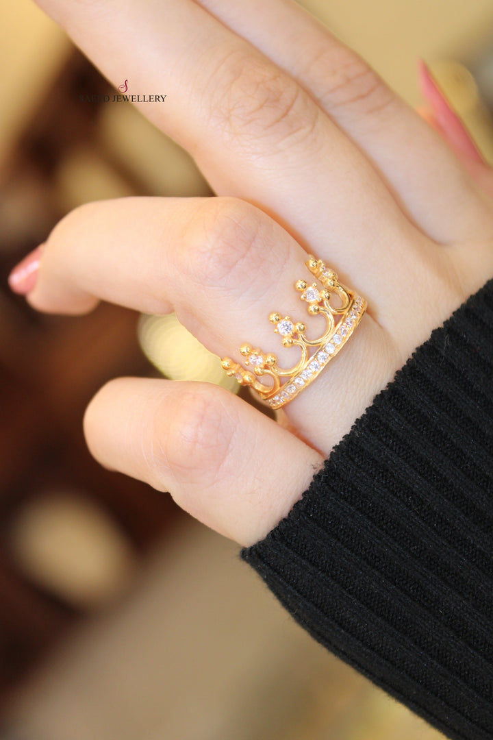 21K Crown Wedding Ring Made of 21K Yellow Gold by Saeed Jewelry-ذبلة-التاج