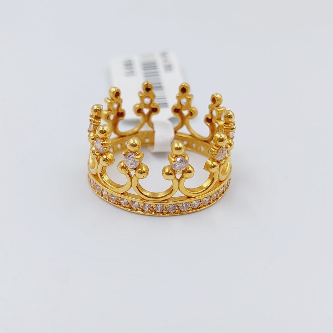 21K Crown Wedding Ring Made of 21K Yellow Gold by Saeed Jewelry-ذبلة-التاج