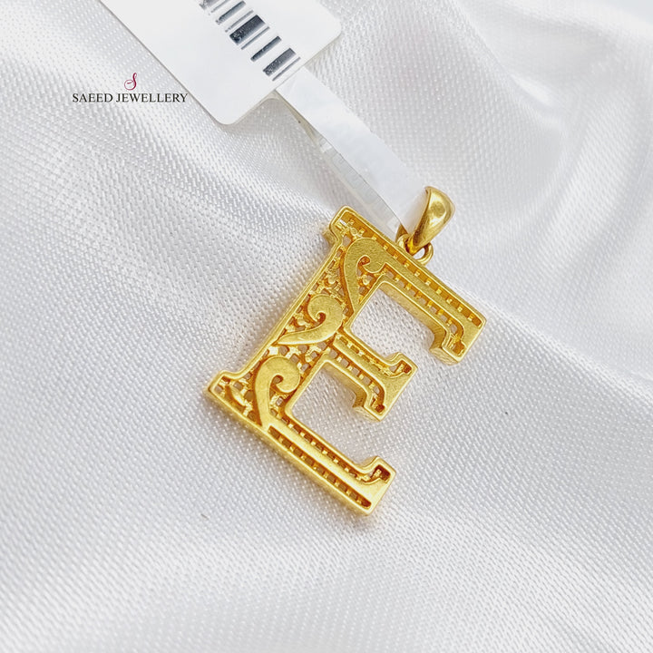 21K E Letter Pendant Made of 21K Yellow Gold by Saeed Jewelry-11328