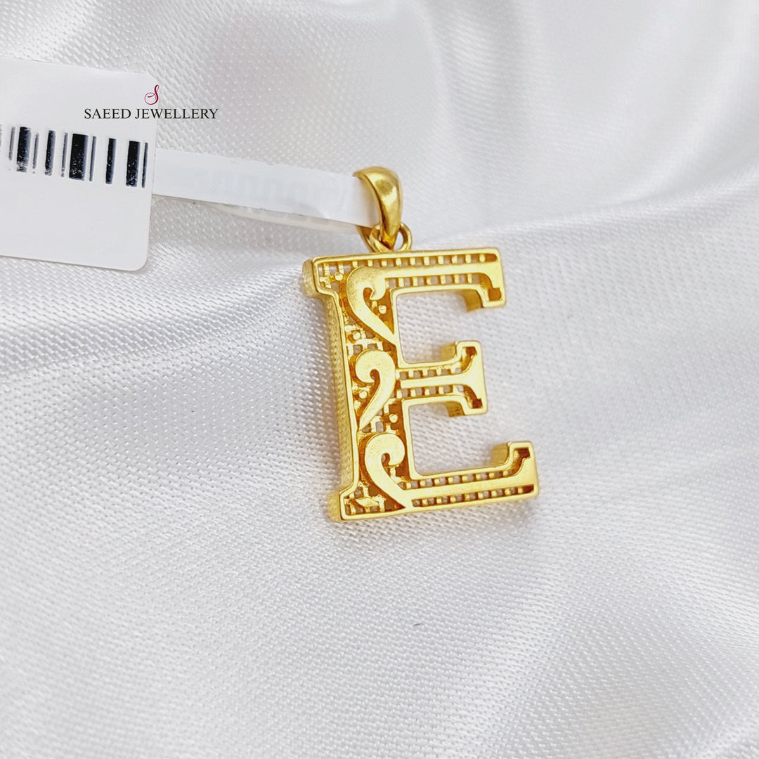 21K E Letter Pendant Made of 21K Yellow Gold by Saeed Jewelry-11328