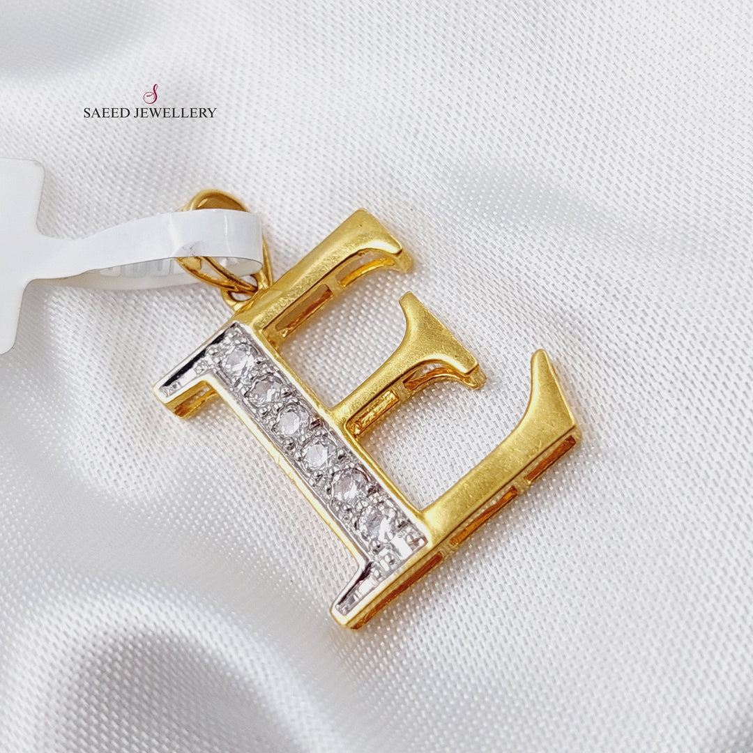 21K E Letter Pendant Made of 21K Yellow Gold by Saeed Jewelry-11329