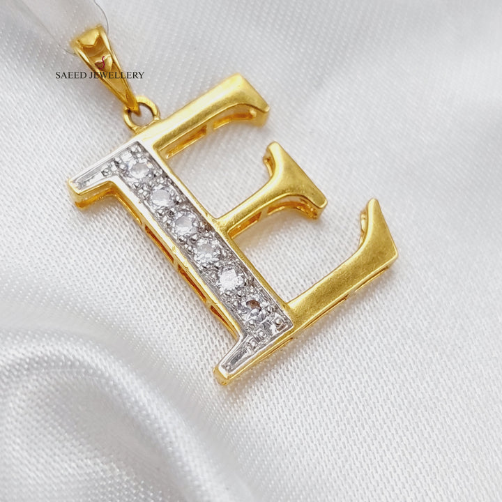 21K E Letter Pendant Made of 21K Yellow Gold by Saeed Jewelry-11329