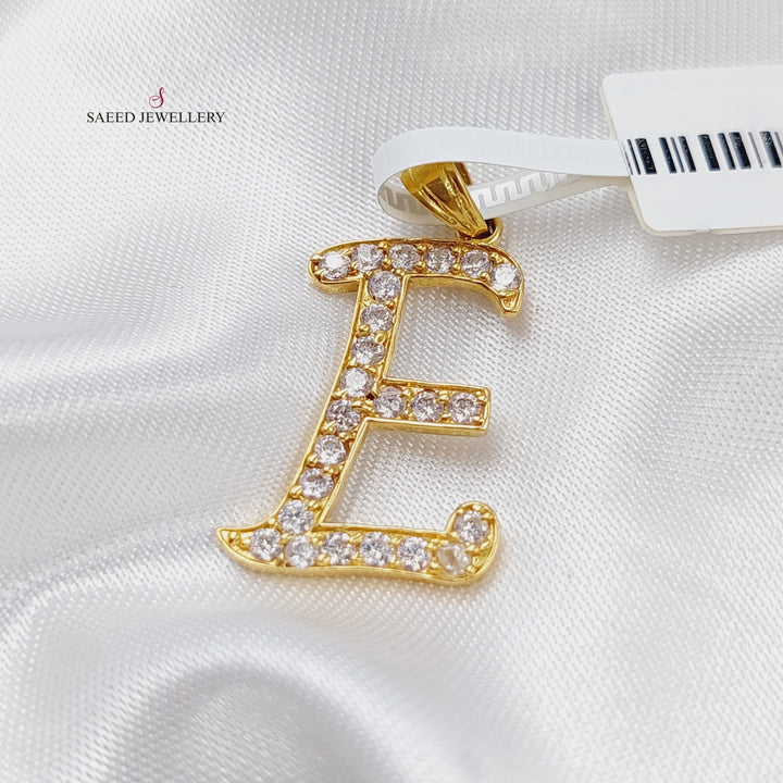 21K E Letter Pendant Made of 21K Yellow Gold by Saeed Jewelry-11330