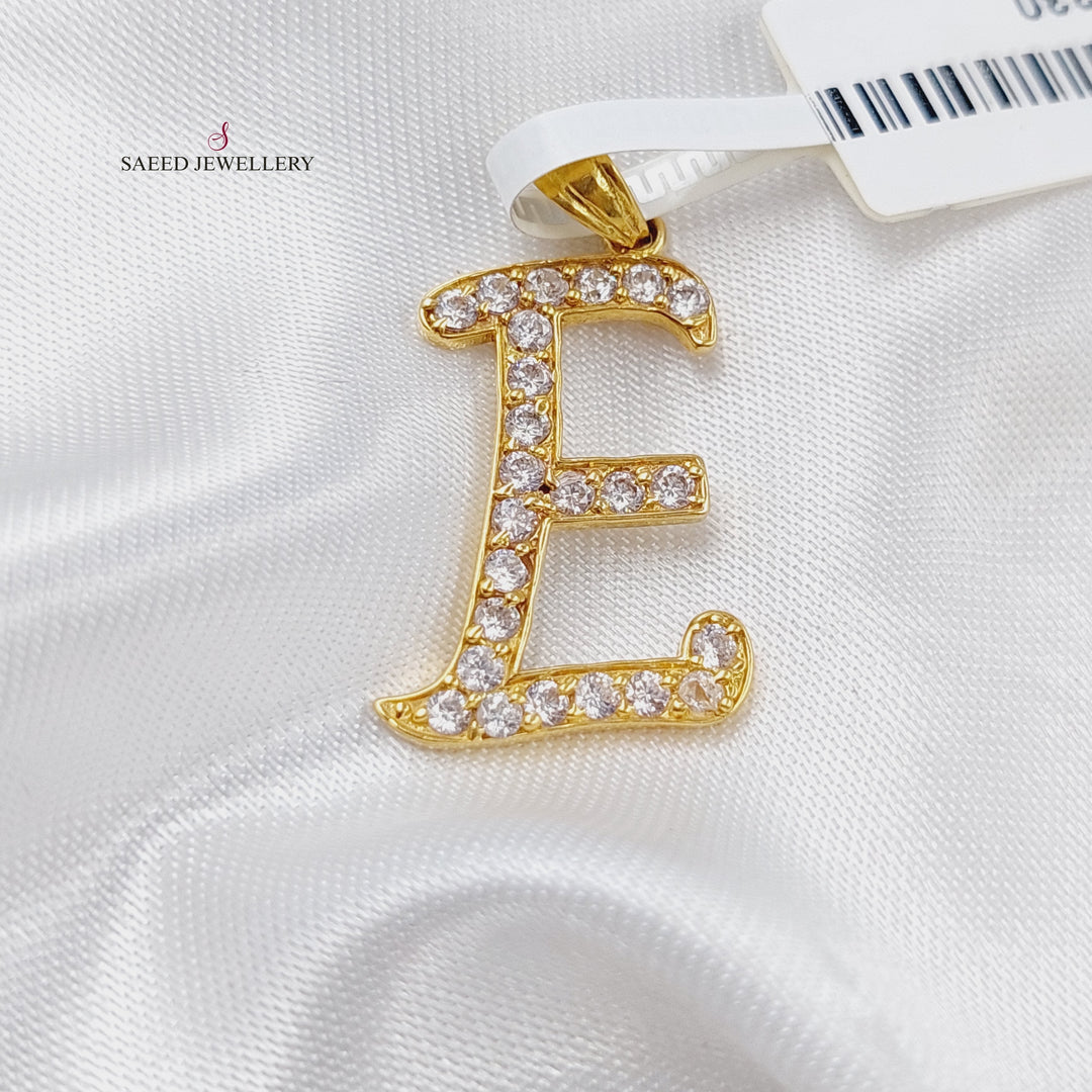 21K E Letter Pendant Made of 21K Yellow Gold by Saeed Jewelry-11330