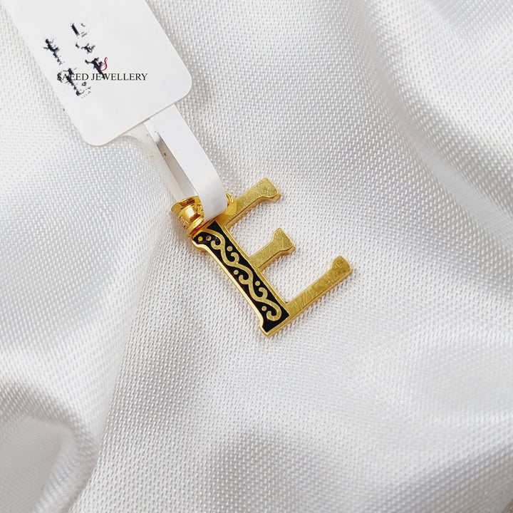 21K E Letter Pendant Made of 21K Yellow Gold by Saeed Jewelry-e-تعليقة-حرف