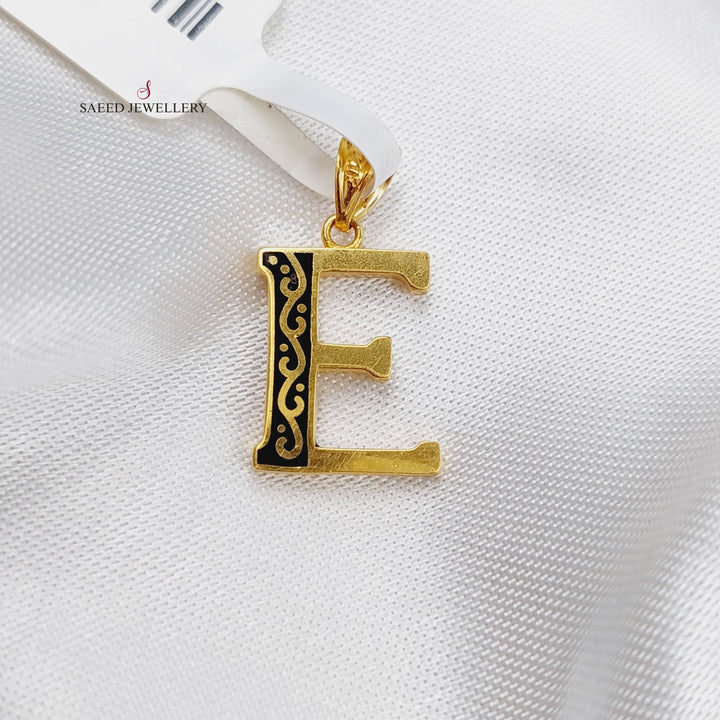 21K E Letter Pendant Made of 21K Yellow Gold by Saeed Jewelry-e-تعليقة-حرف