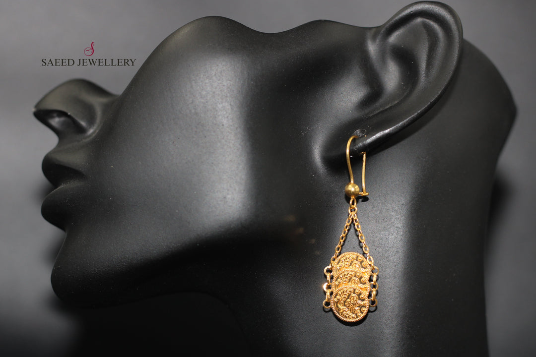 21K Eighths Earrings Made of 21K Yellow Gold by Saeed Jewelry-حلق-اكسترا-25