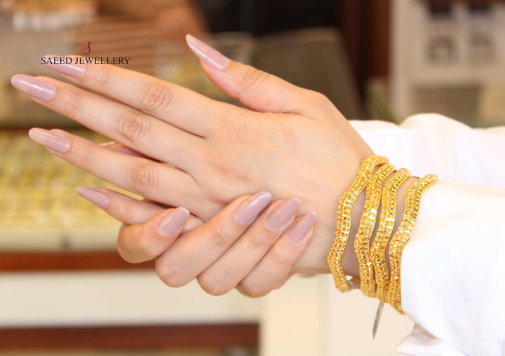 21K Emirati Bangle Made of 21K Yellow Gold by Saeed Jewelry-25130
