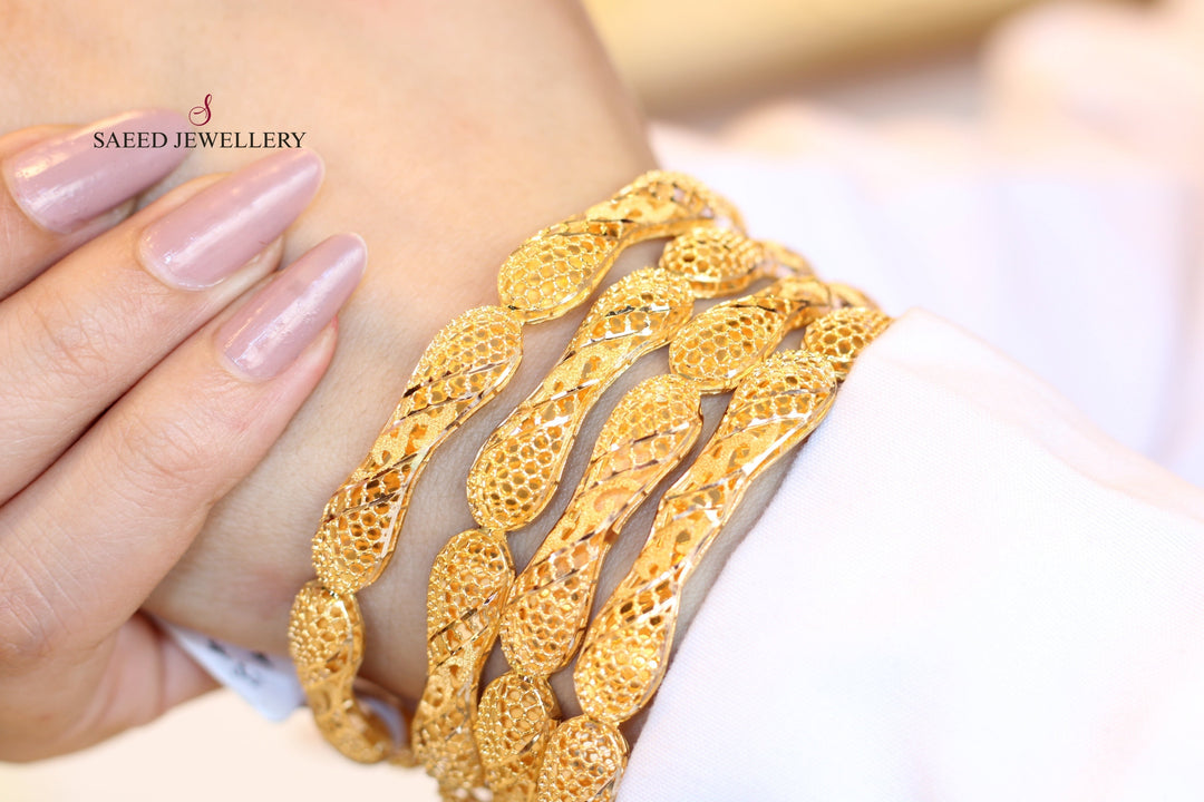 21K Emirati Bangle Made of 21K Yellow Gold by Saeed Jewelry-سحبة-خليجي-معرش