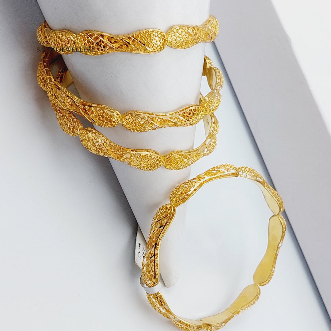 21K Emirati Bangle Made of 21K Yellow Gold by Saeed Jewelry-سحبة-خليجي-معرش