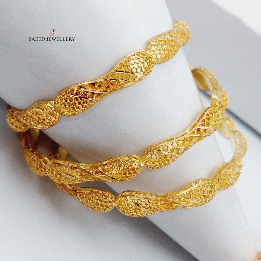 21K Emirati Bangle Made of 21K Yellow Gold by Saeed Jewelry-سحبة-خليجي-معرش