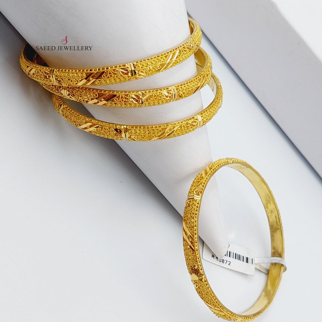 21K Emirati Fancy Bangle Made of 21K Yellow Gold by Saeed Jewelry-سحبة-خليجي-اكسترا-1