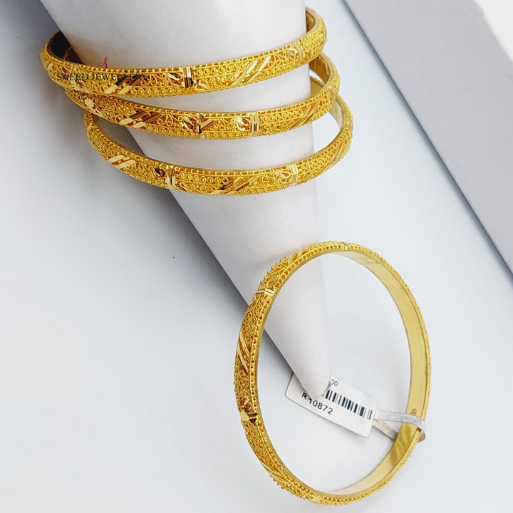 21K Emirati Fancy Bangle Made of 21K Yellow Gold by Saeed Jewelry-سحبة-خليجي-اكسترا-1