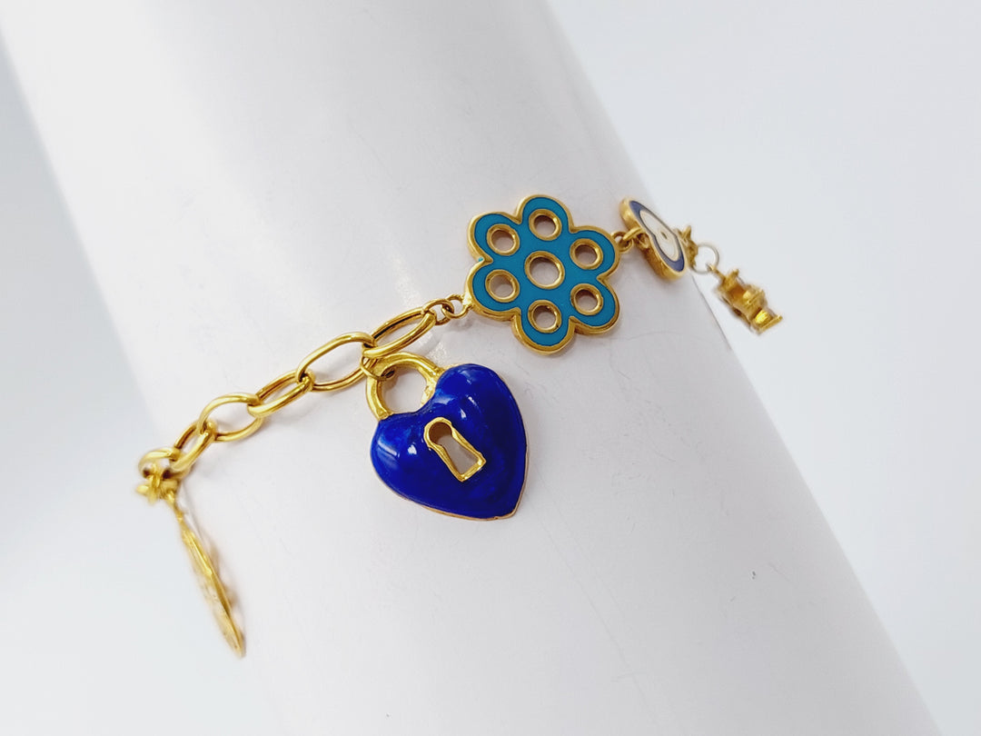 21K Enamel Fancy Bracelet Made of 21K Yellow Gold by Saeed Jewelry-اسوارة-مينا-اكسترا
