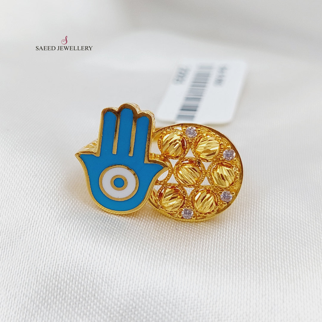 21K Gold Enamel Hand Ring by Saeed Jewelry - Image 4