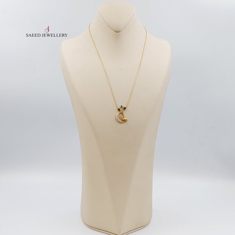 21K Enamel Necklace Made of 21K Yellow Gold by Saeed Jewelry-عقد-مينا