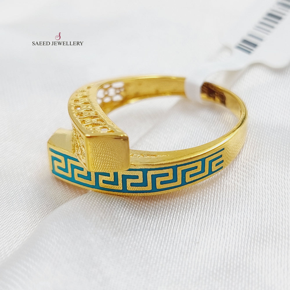 21K Gold Enamel Ring by Saeed Jewelry - Image 1